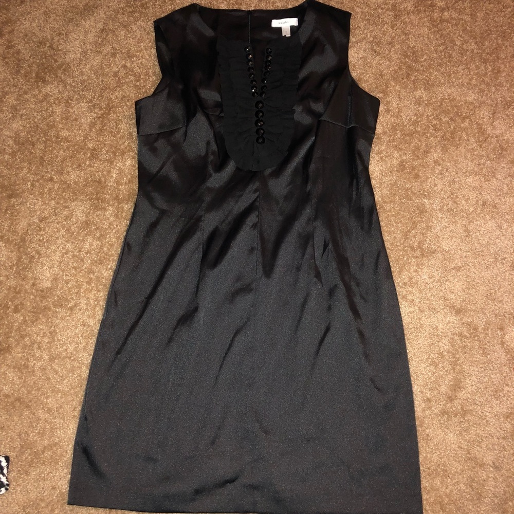 Black Satin Midi Dress
